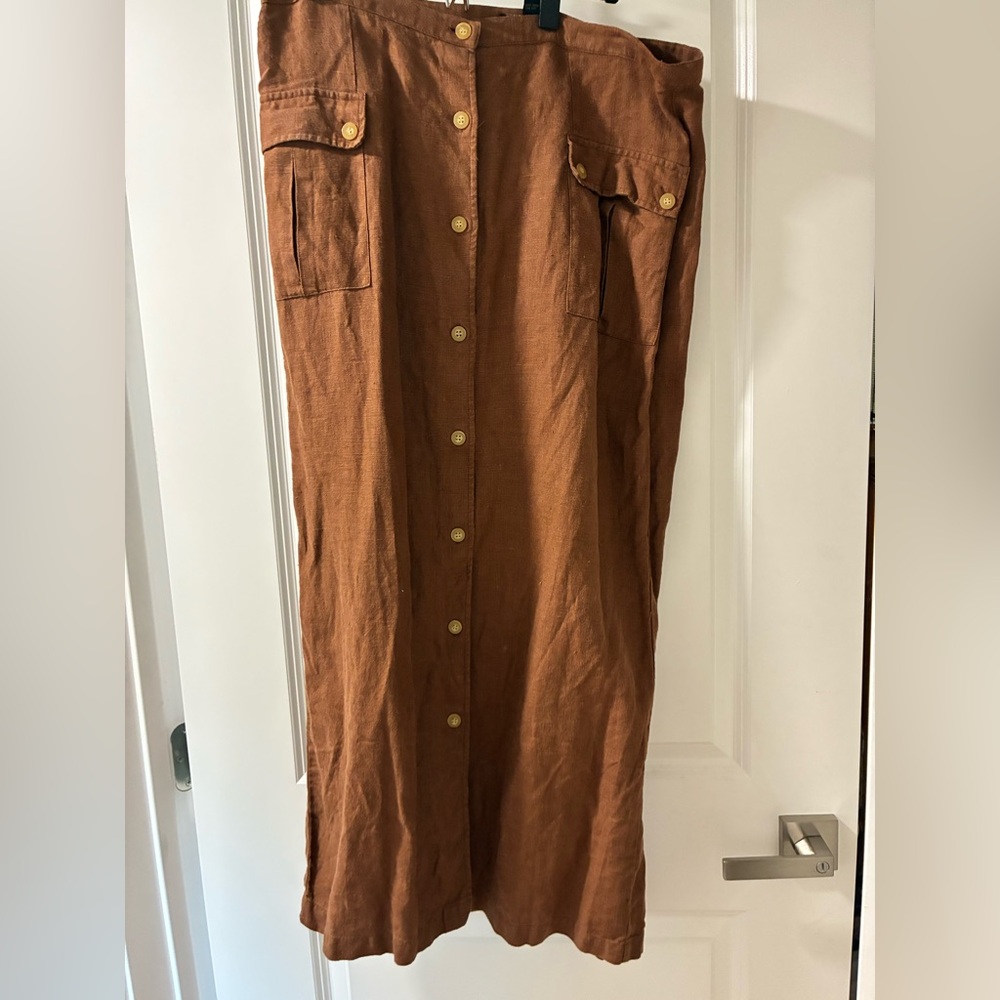 British Khaki Brown Linen skirt